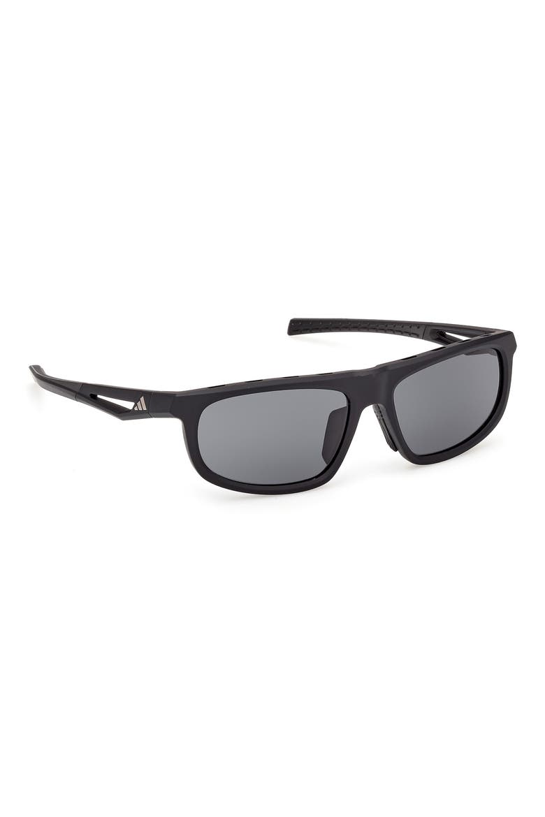 56mm Geometric Sunglasses, Alternate, color, MATTE BLACK / SMOKE