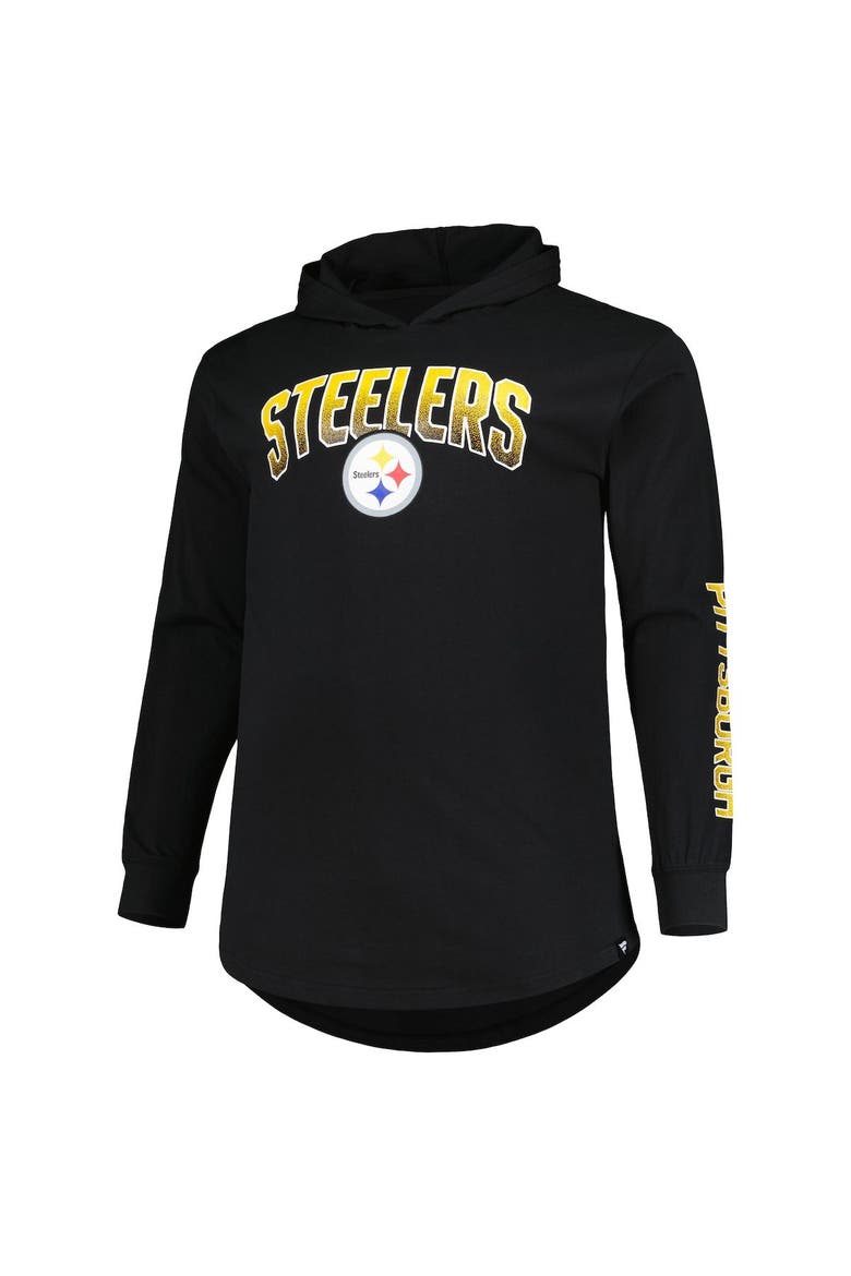 Men's Fanatics Branded Black Pittsburgh Steelers Big & Tall Front Runner Pullover Hoodie, Alternate, color, Black
