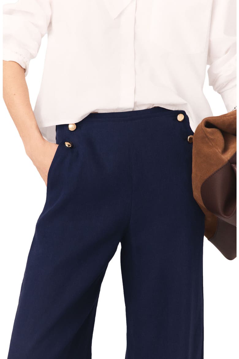 Linen-blend sailor trousers, Alternate, color, Navy