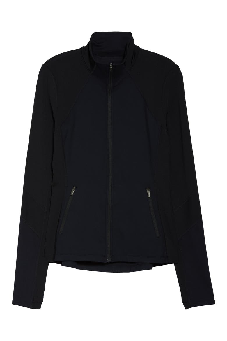 Studio Lite Ribbed Detail Track Jacket, Alternate, color, BLACK