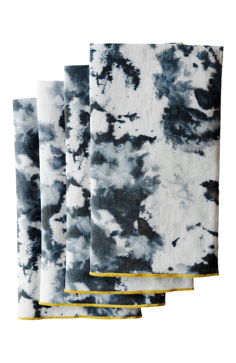 Goldie Home Grey Marble Napkin Set of 4, Main, color, Grey Marble Gold Trim