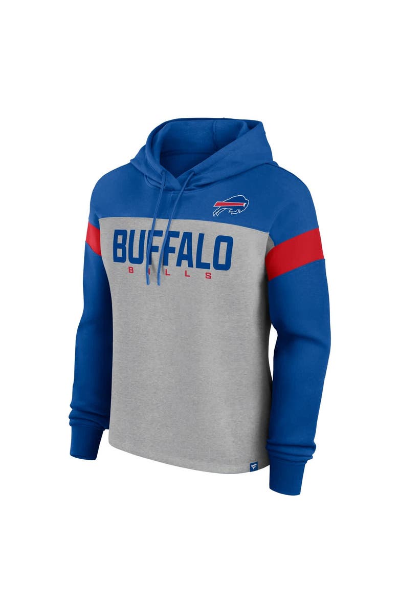 FANATICS Women's Fanatics Heather Gray/Royal Buffalo Bills Bold Play Call Pullover Hoodie, Alternate, color, Heather Gray