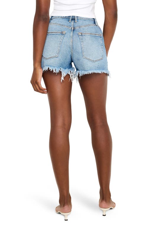 GOOD AMERICAN GOOD AMERICAN BOMBSHELL CRYSTAL FRINGE DENIM CUTOFF SHORTS 