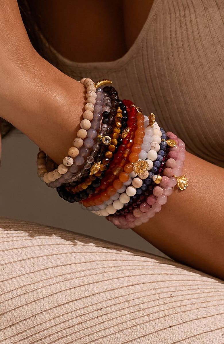 Satya Jewelry Manifest Love Gemstone Bracelet Set, Alternate, color, Red