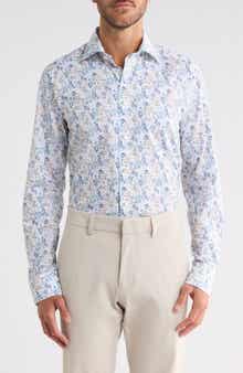 Slim Fit Floral Cotton Twill Shirt