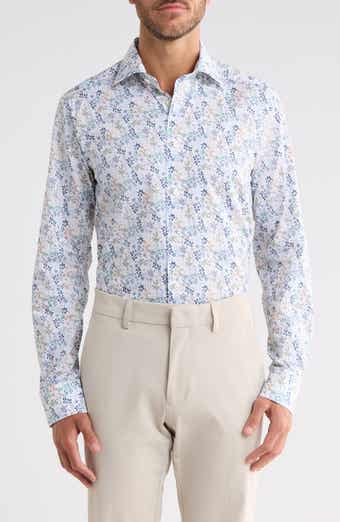 Slim Fit Floral Cotton Twill Shirt