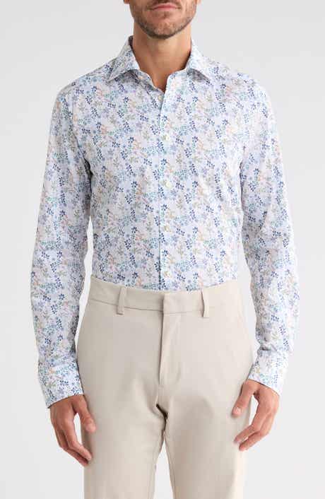 Slim Fit Floral Cotton Twill Shirt