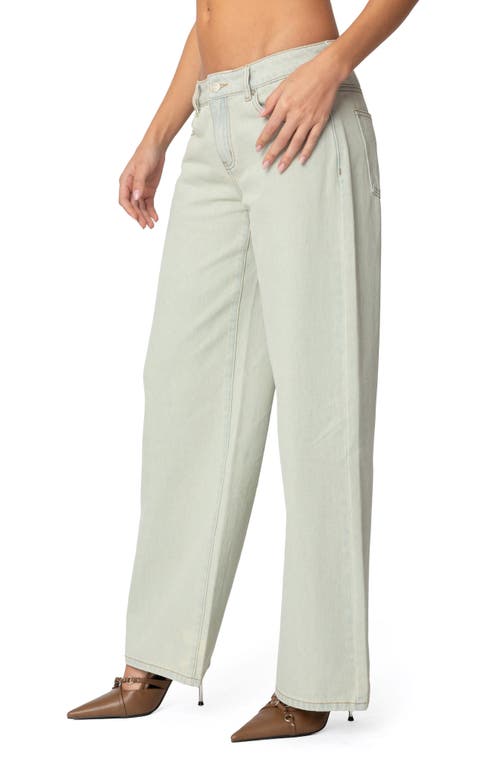 Edikted Raelynn Washed Wide Leg Jeans In Blue-vintage-washed