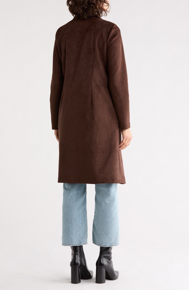 Renee C Faux Suede Longline Coat, Alternate, color, Chocolate