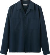 MANGO Long Sleeve Cotton Blend Button-Up Shirt