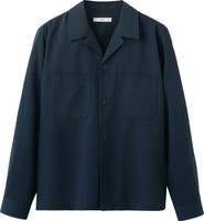 MANGO Long Sleeve Cotton Blend Button-Up Shirt