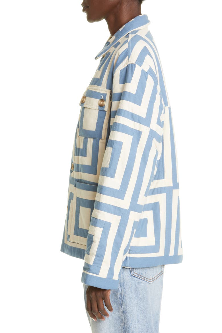 White House Steps Quilted Reversible Jacket, Alternate, color, BLUE CREAM