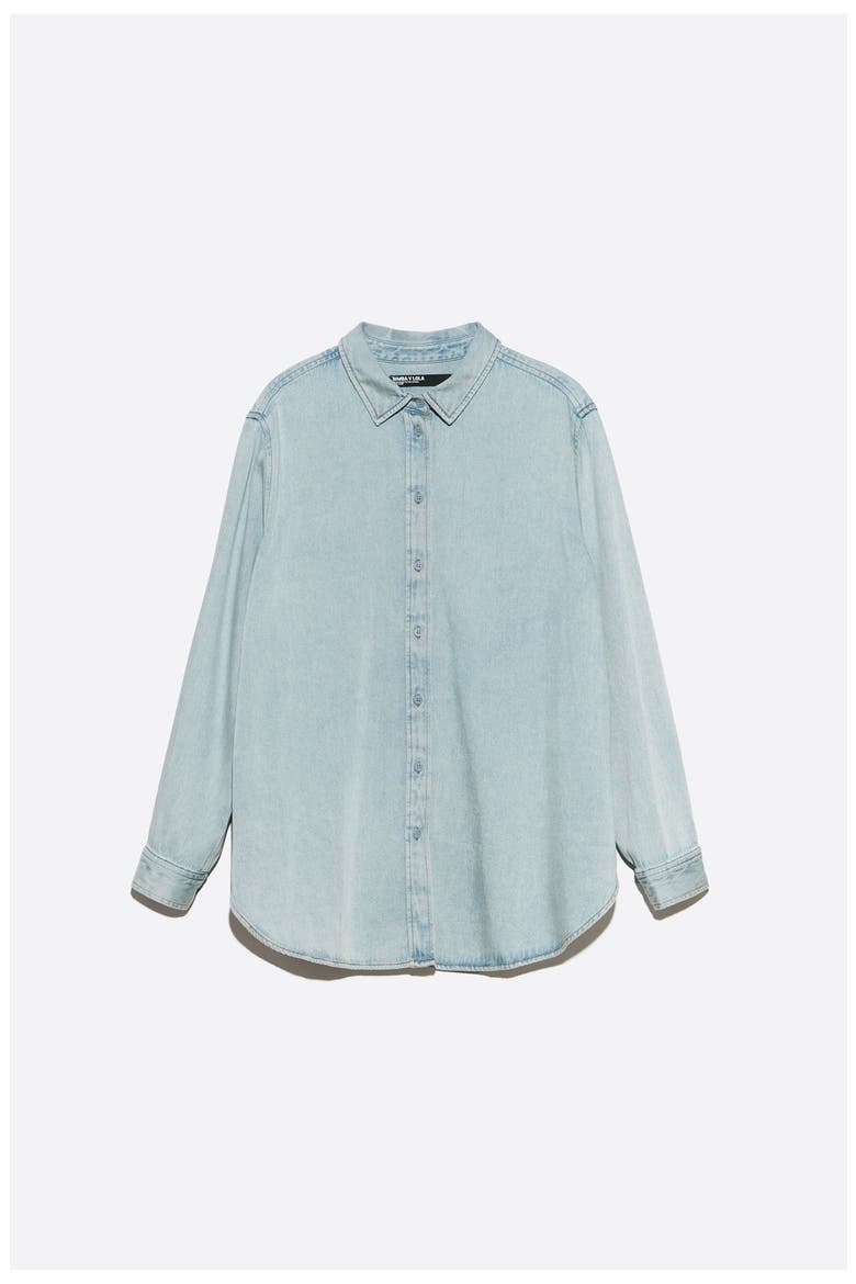 Straight Fluid Denim Shirt, Alternate, color, LIGHT BLUE