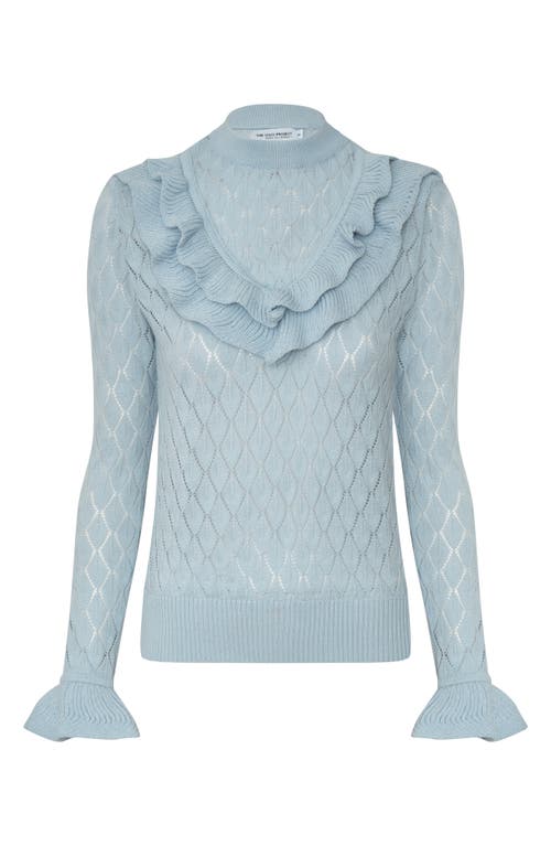 The Lulo Project The Quiet Storm Pointelle Sweater In Blue