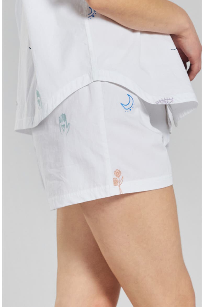 Tsubaki Embroidered Ethical-Cotton Pajama Shorts, Alternate, color, Glacier White