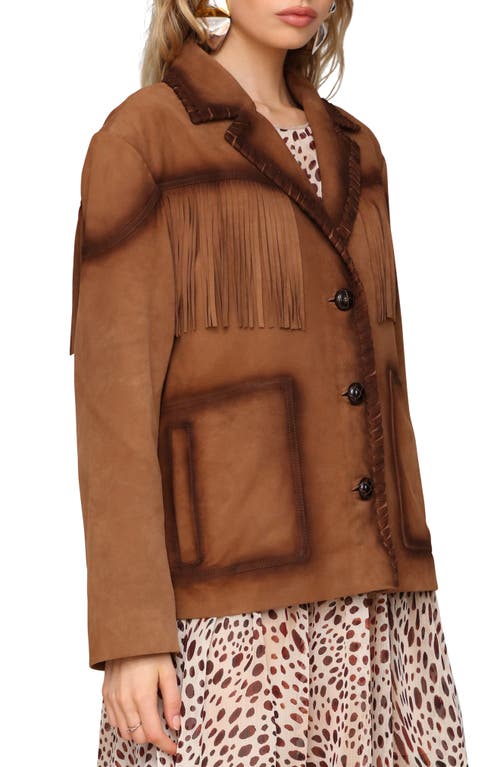 Avec Les Filles Fringe Genuine Suede Blazer In Brown