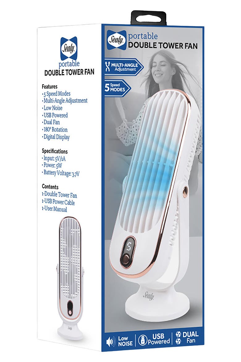 Dual Swivel Desk Fan, Alternate, color, WHITE