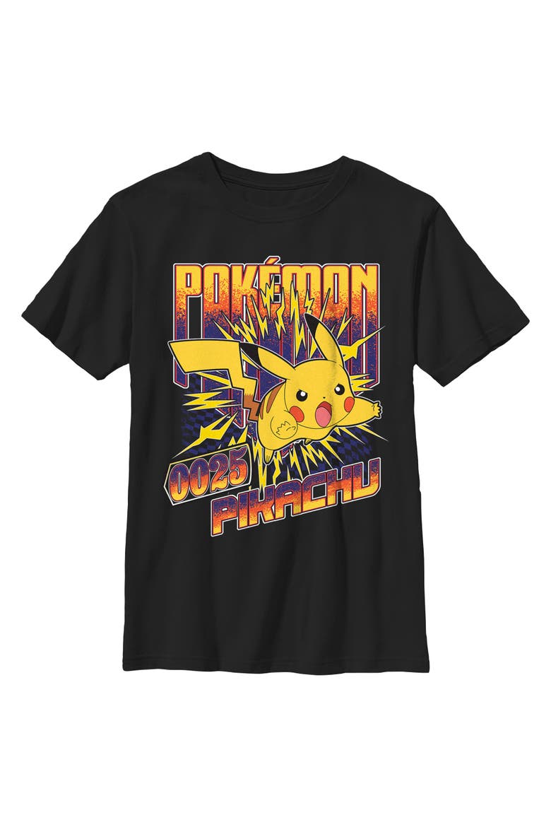 Boy's Pokemon Static Pikachu  Graphic T-Shirt, Main, color, Black