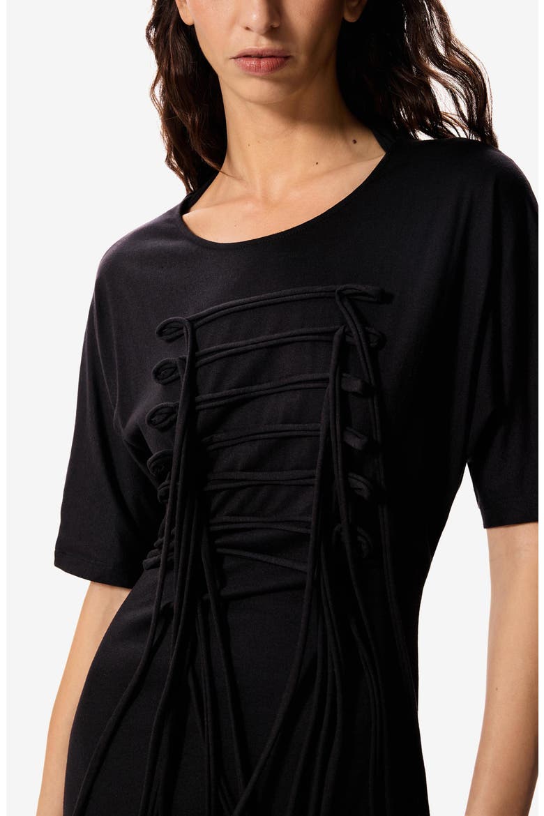 Open Back Cotton Blend Mini T-Shirt Dress, Alternate, color, BLACK