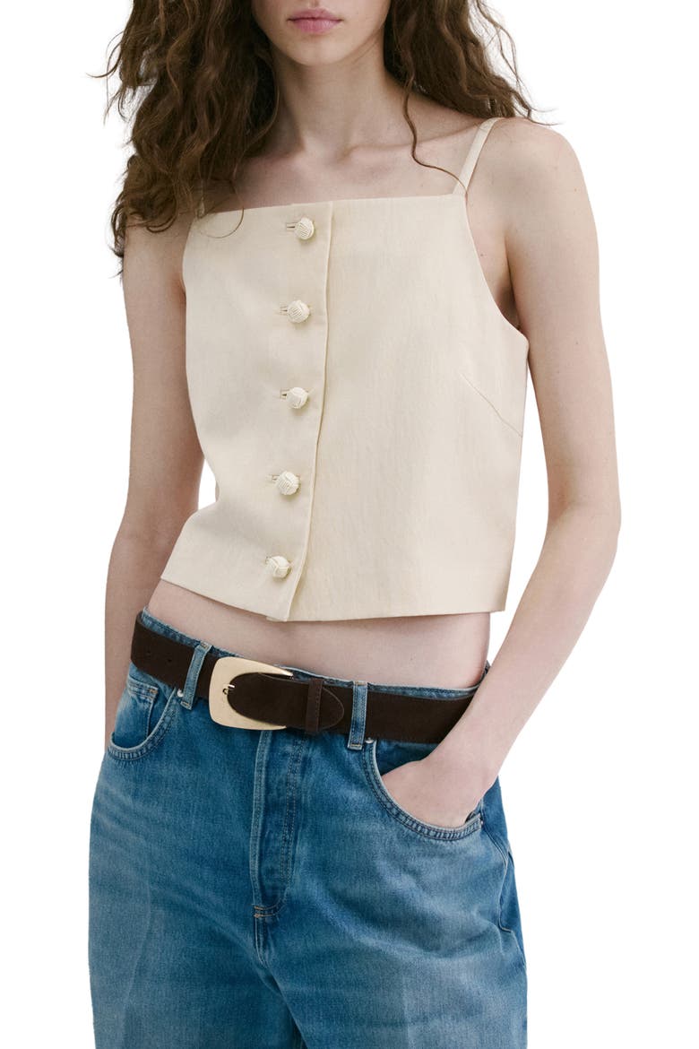 Square Neck Button Front Top, Main, color, LIGHT/ PASTEL GREY