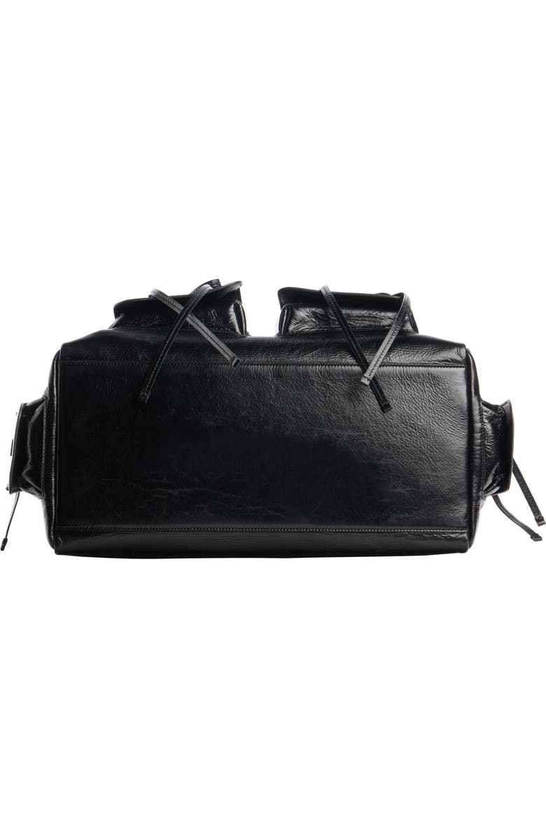 Acne Studios Multipocket Crinkled Leather Tote, Alternate, color, Black