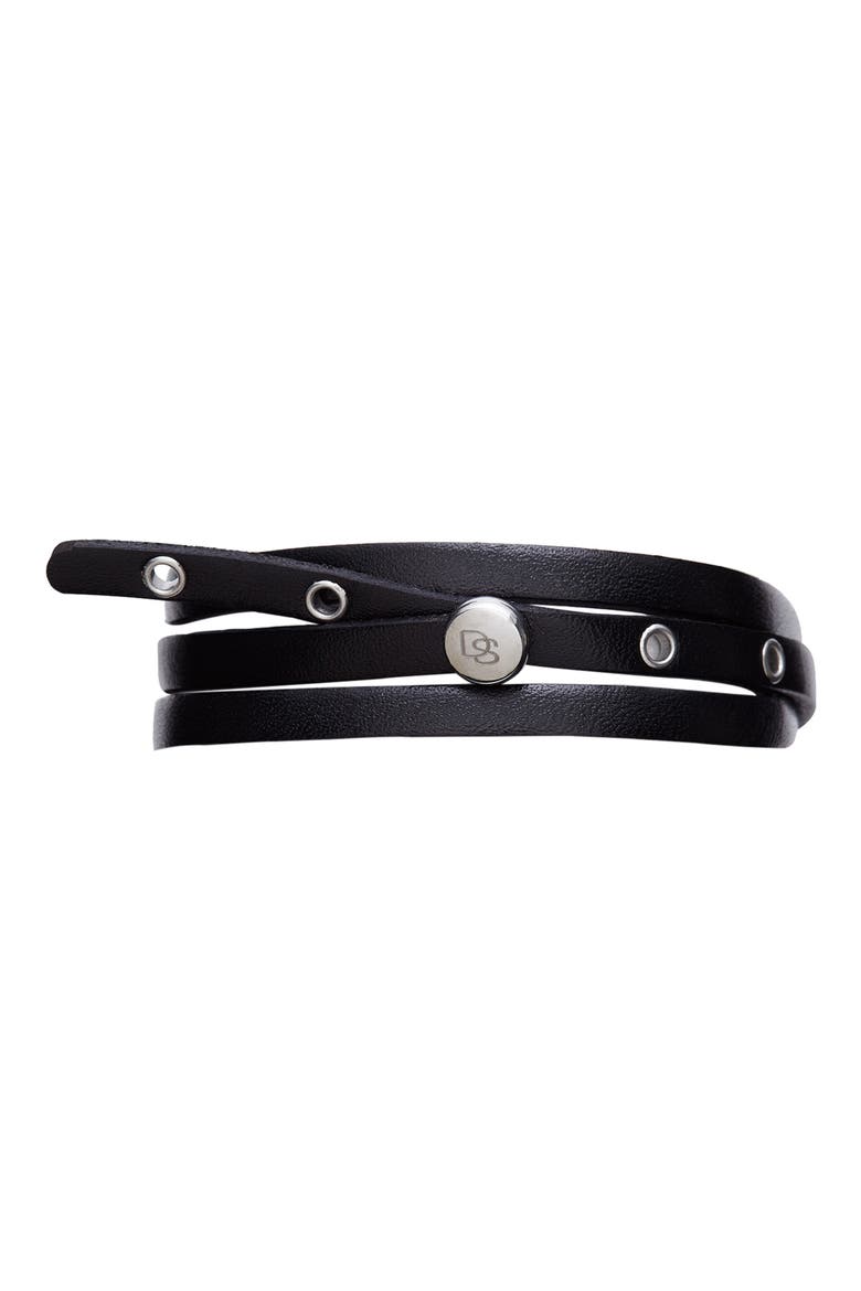 Leather Wrap Bracelet, Main, color, BLACK