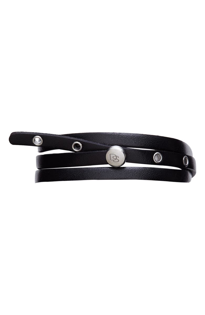 Degs & Sal Leather Wrap Bracelet, Main, color, Black