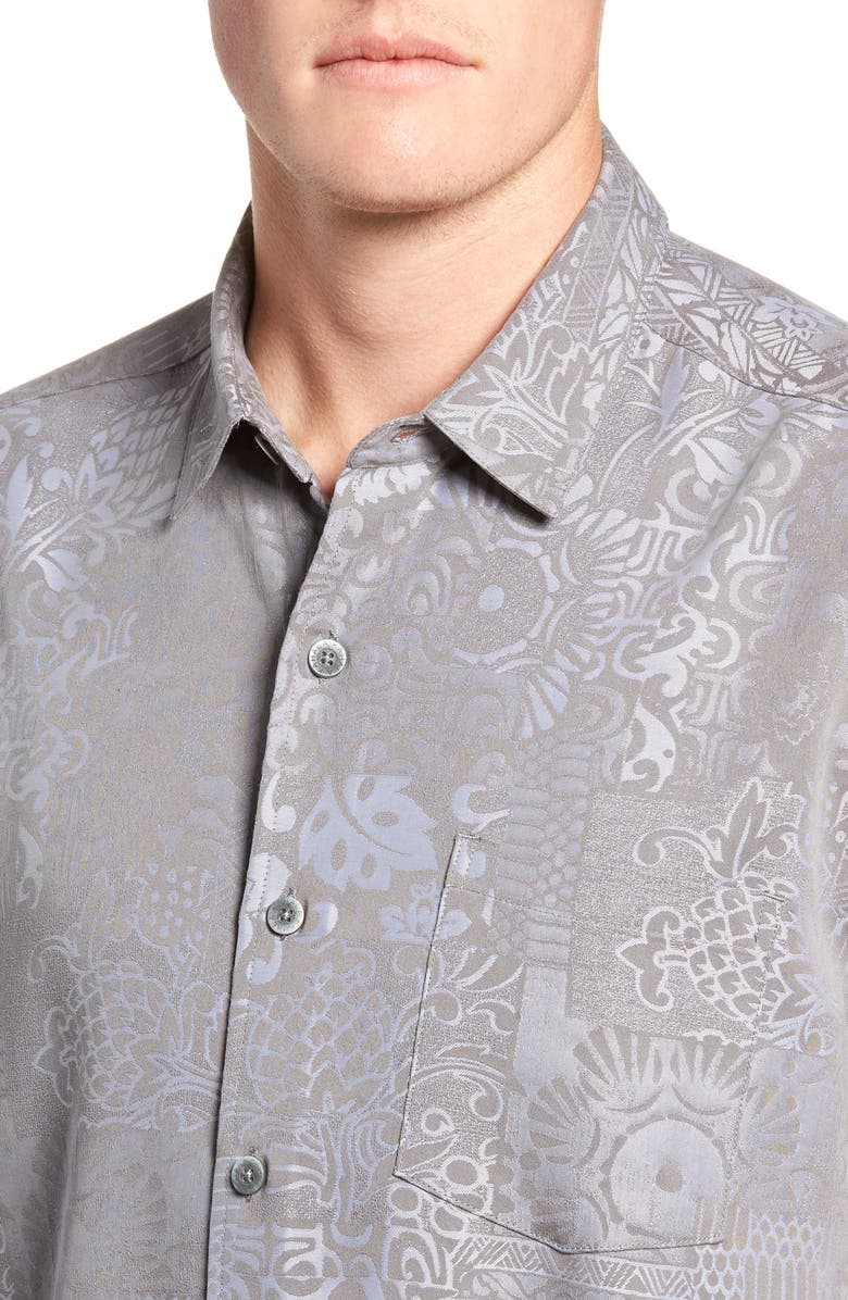 Kahala Apana Classic Fit Jacquard Sport Shirt, Alternate, color, Charcoal