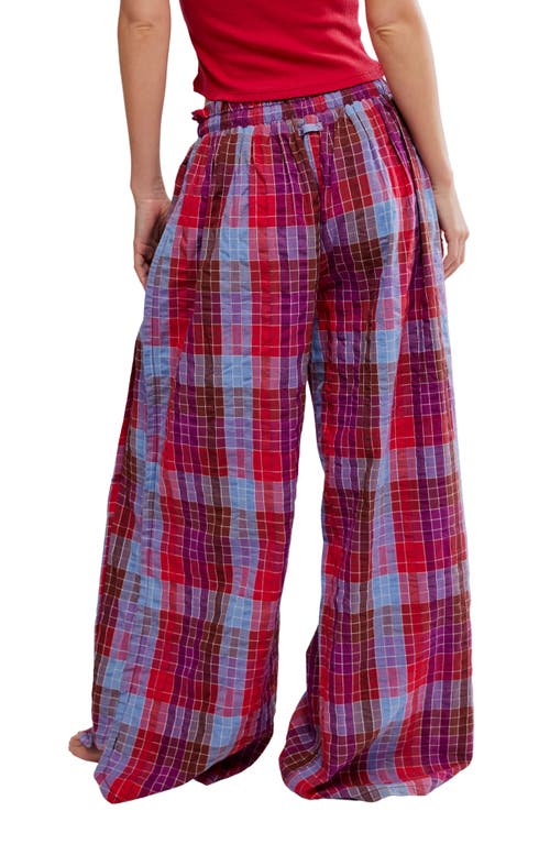 Free People Find The Time Wide Leg Pajama Pants In Red