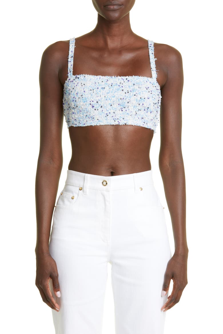 Textured Tweed Knit Bralette Top, Main, color, BLUE MULTI