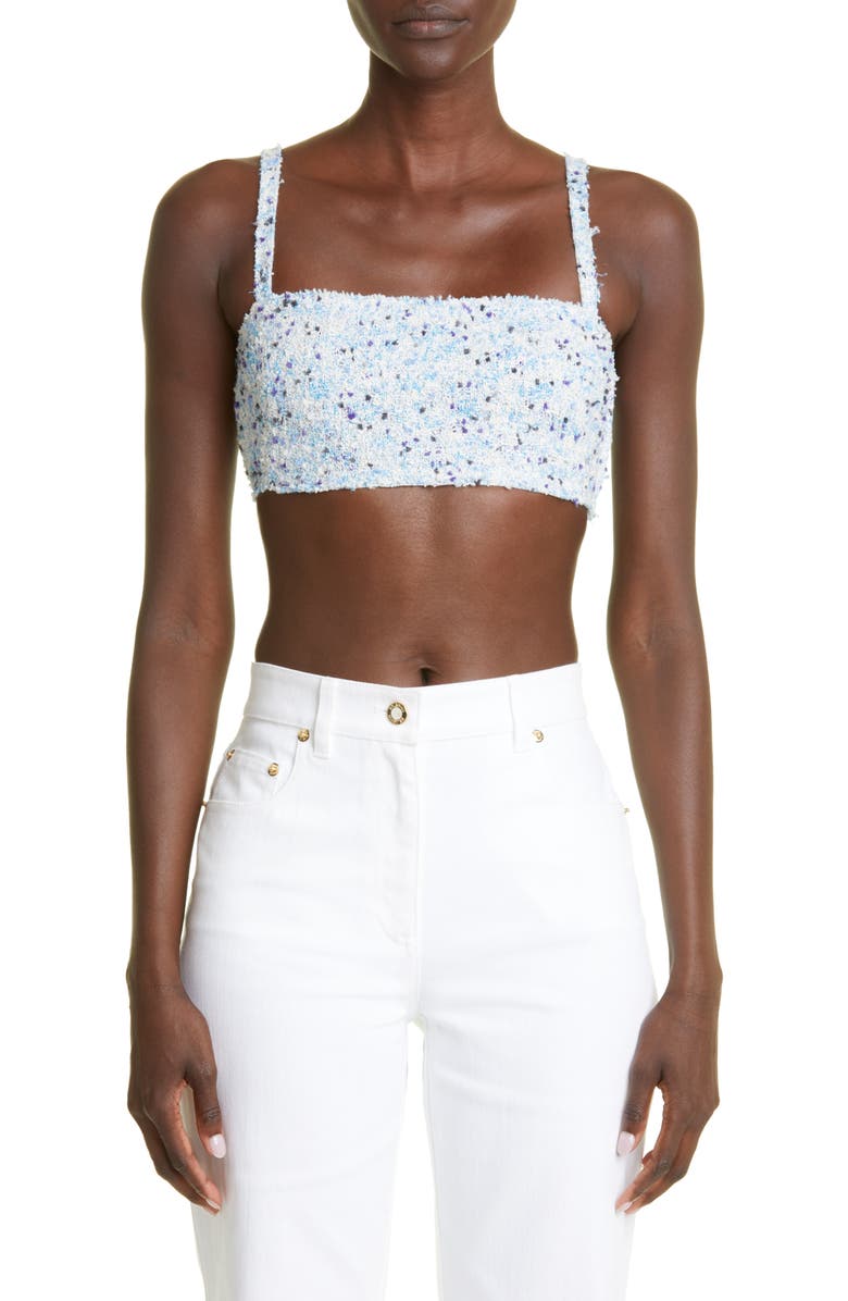 St. John Collection Textured Tweed Knit Bralette Top, Main, color, 