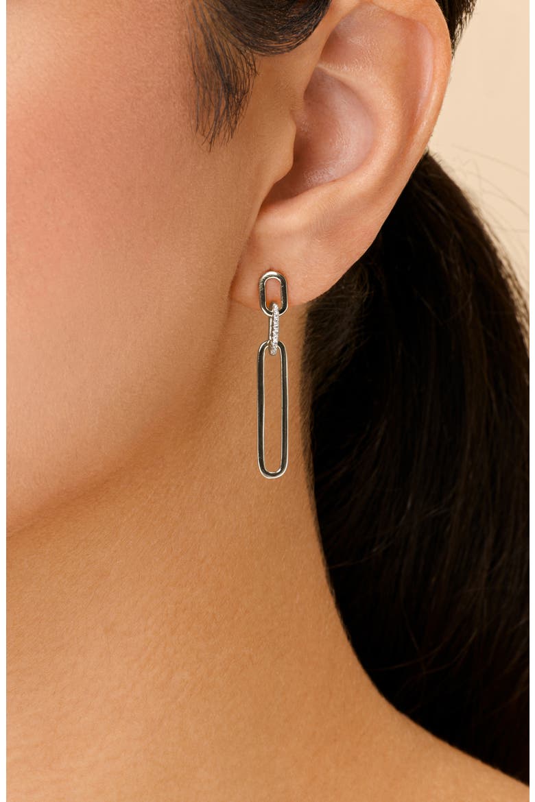 Chelle Cubic Zirconia Mix Link Drop Earrings, Alternate, color, SILVER