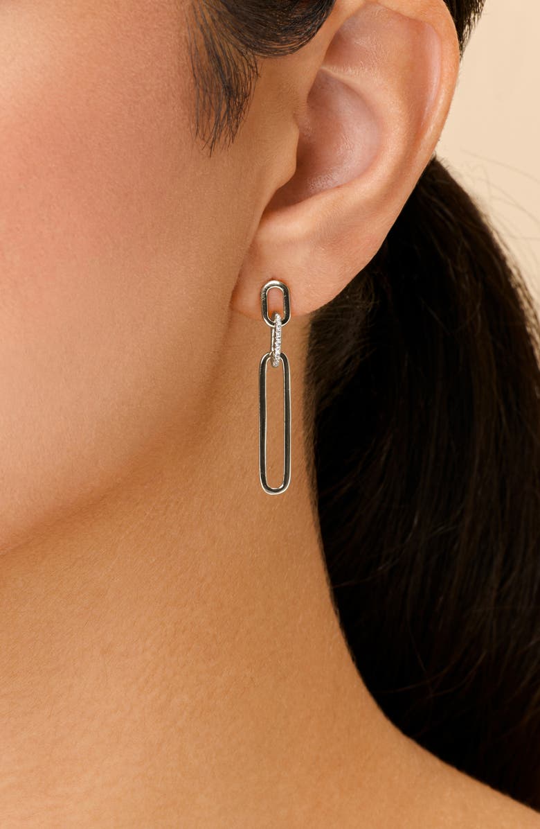 Sterling Forever Chelle Cubic Zirconia Mix Link Drop Earrings, Alternate, color, Silver