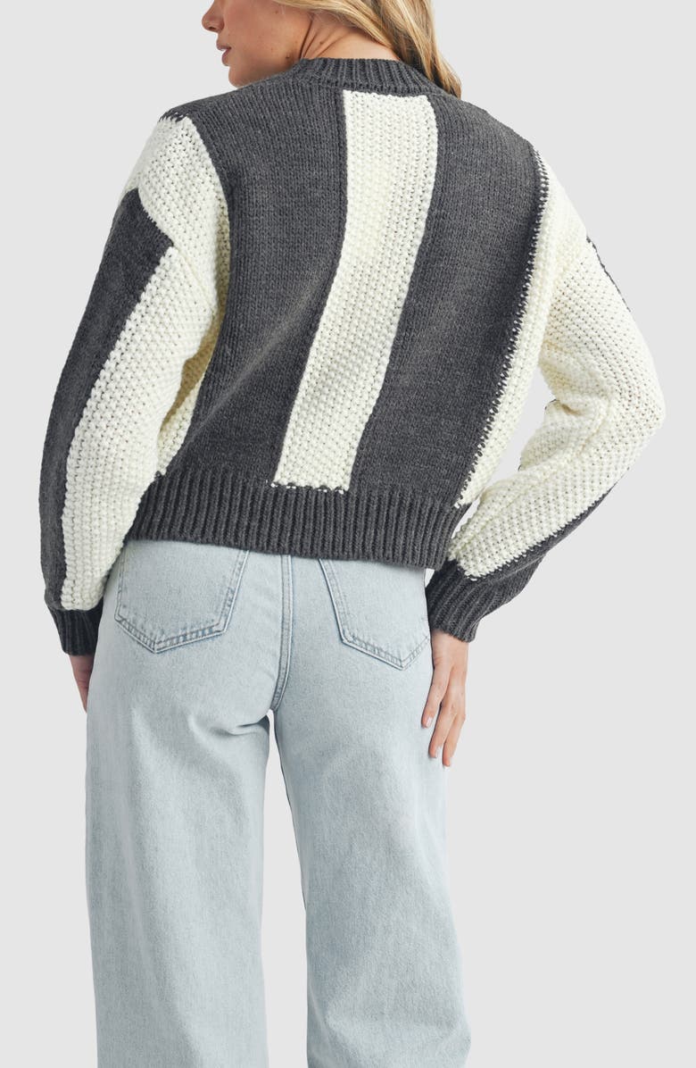 Lush Stripe Crop Sweater, Alternate, color, Ivory Charcoal