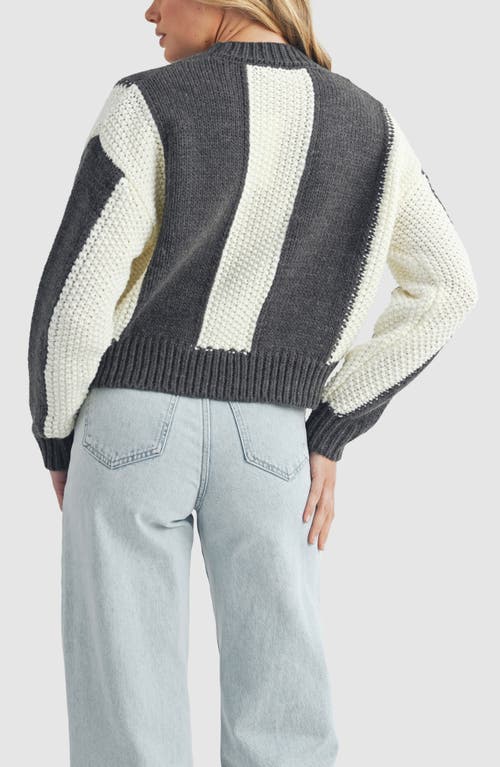 Lush Stripe Crop Sweater In Gray