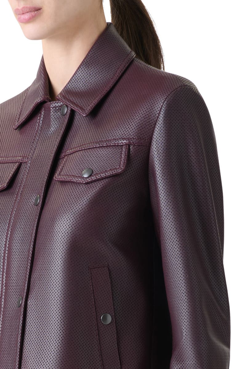 Akris punto Pin Dot Lambskin Leather Moto Jacket, Alternate, color, Blackberry