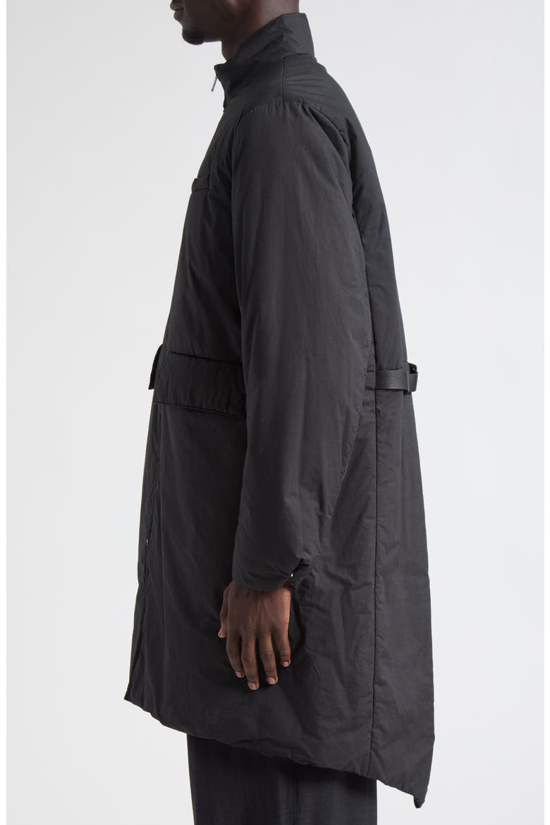 Leather Trim Insulated Cotton Coat, Alternate, color, BLACK