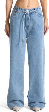 Manière De Voir Faye Wide Mid Rise Jeans with Tie Waist