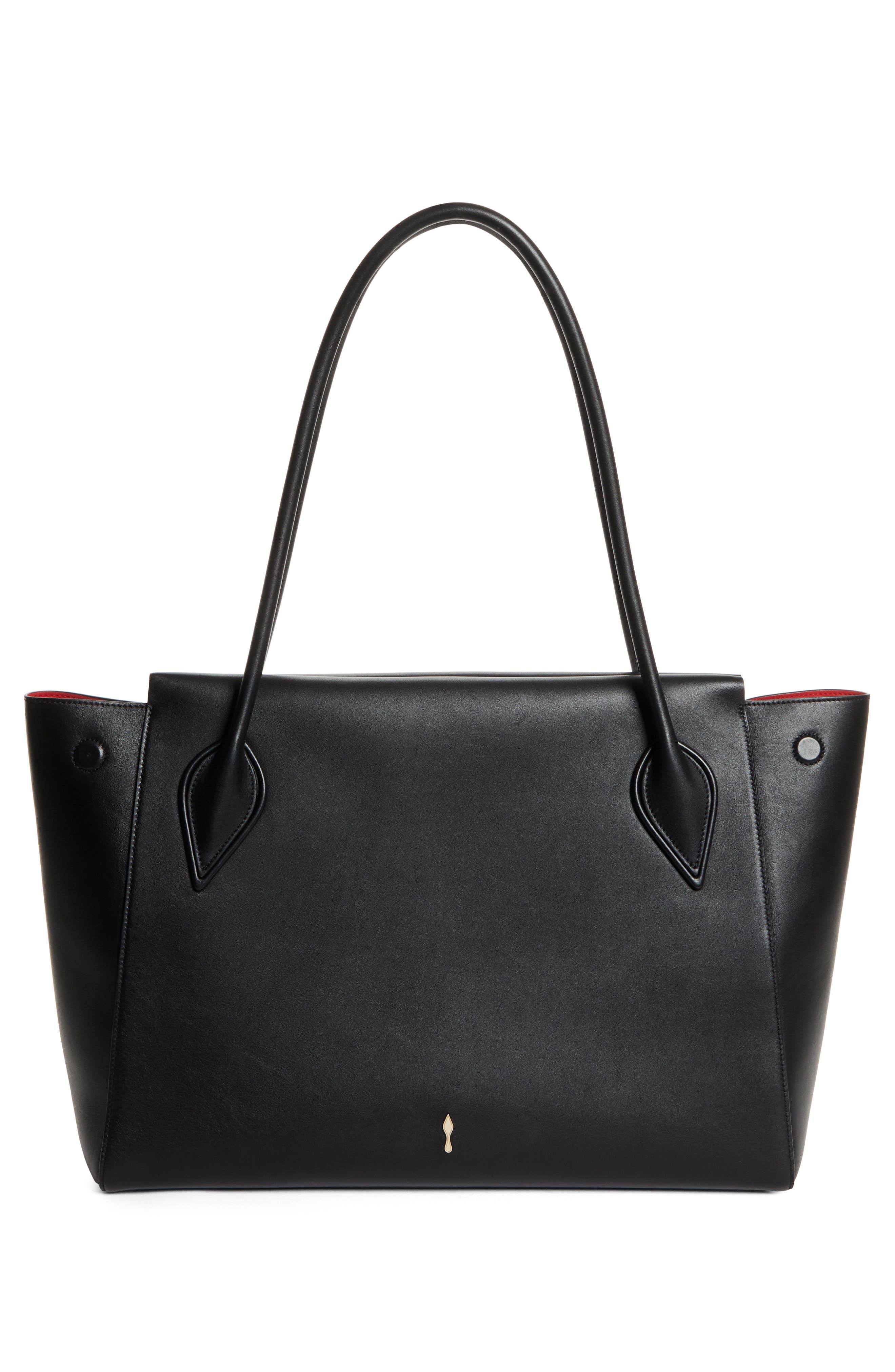 Christian Louboutin Large Calfskin East/West Tote, Alternate, color, Black