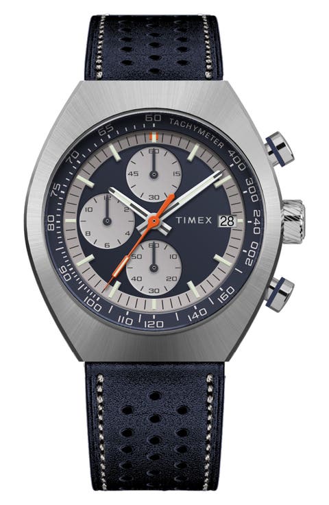 Legacy Tonneau Chronograph Leather Strap Watch, 42mm