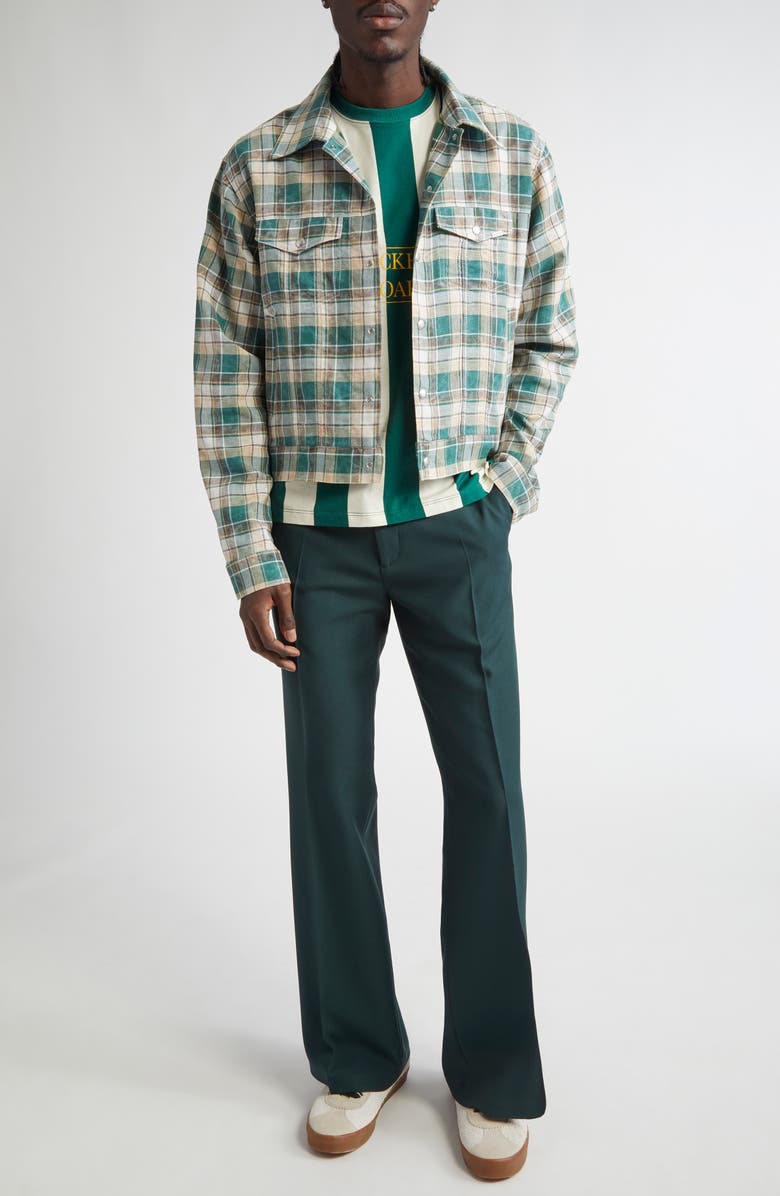 STOCKHOLM SURFBOARD CLUB Terrence Plaid Denim Trucker Jacket, Alternate, color,