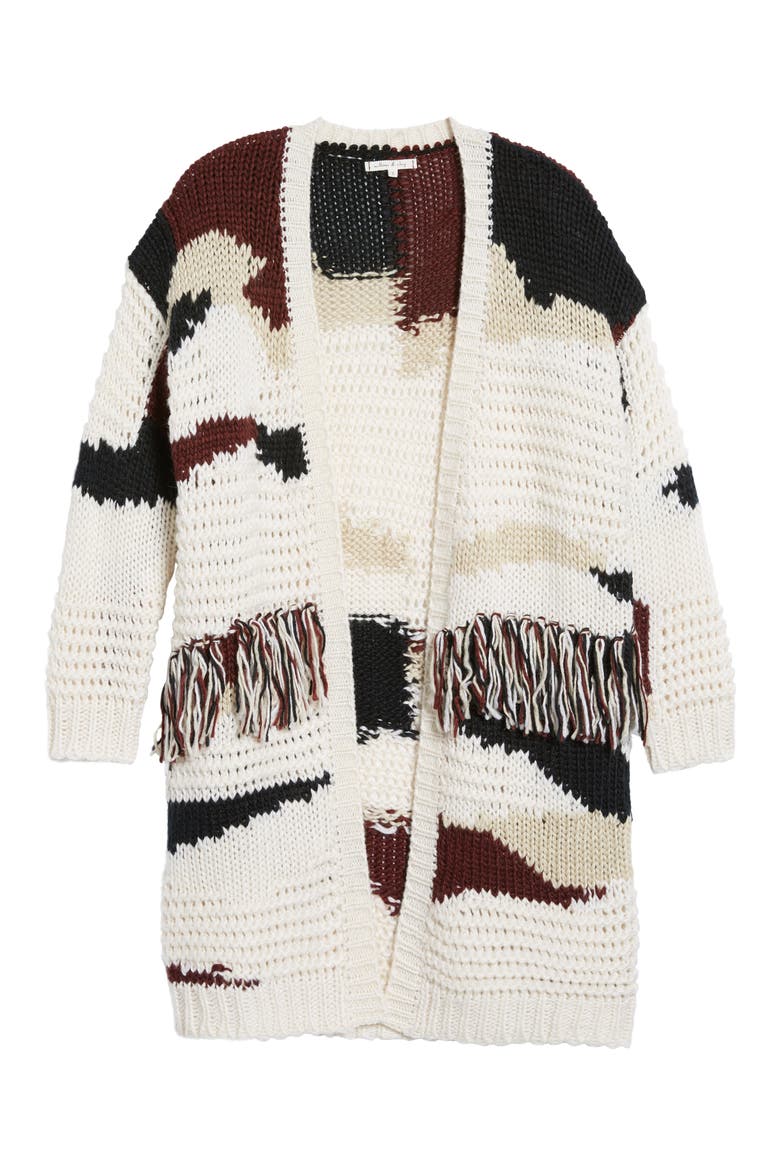 Chunky Fringe Cardigan, Alternate, color, PLUM