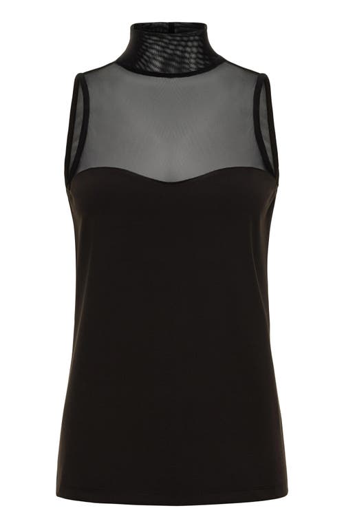 Anatomie Ellen Sleeveless Mesh Mockneck Top In Black