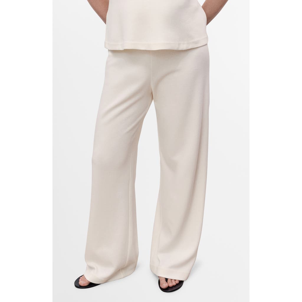 Mango Cotton Blend Wide Leg Maternity Pants In Neutral