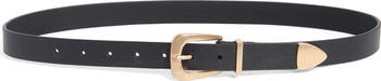 Curved Buckle Leather Belt
