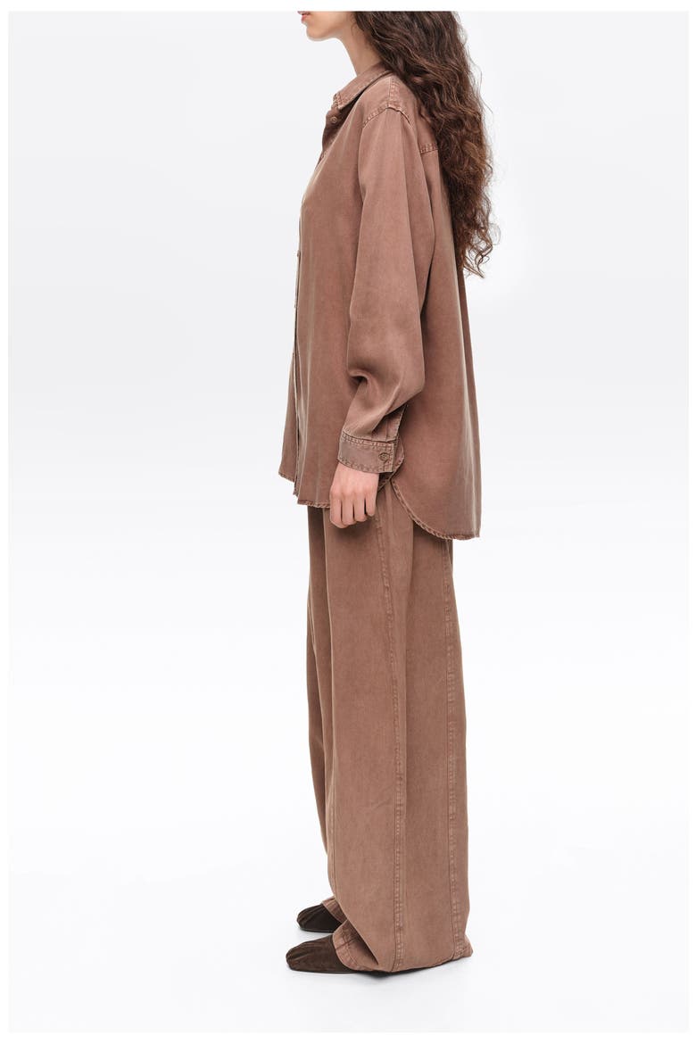 Straight Fluid Lyocell Shirt, Alternate, color, WASHED BROWN
