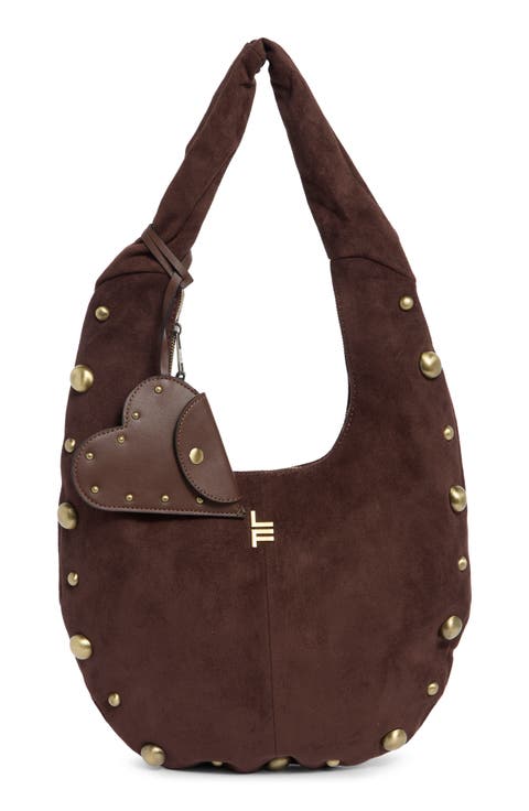 Faux Suede Bubble Stud Hobo