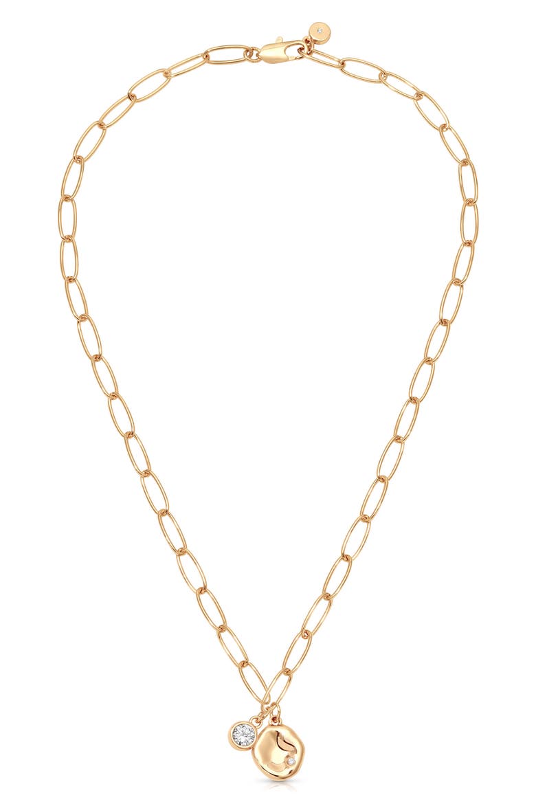 Double Charm Paperclip Chain Necklace, Main, color, GOLD