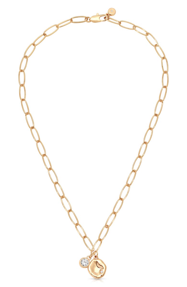 Ettika Double Charm Paperclip Chain Necklace, Main, color, Gold