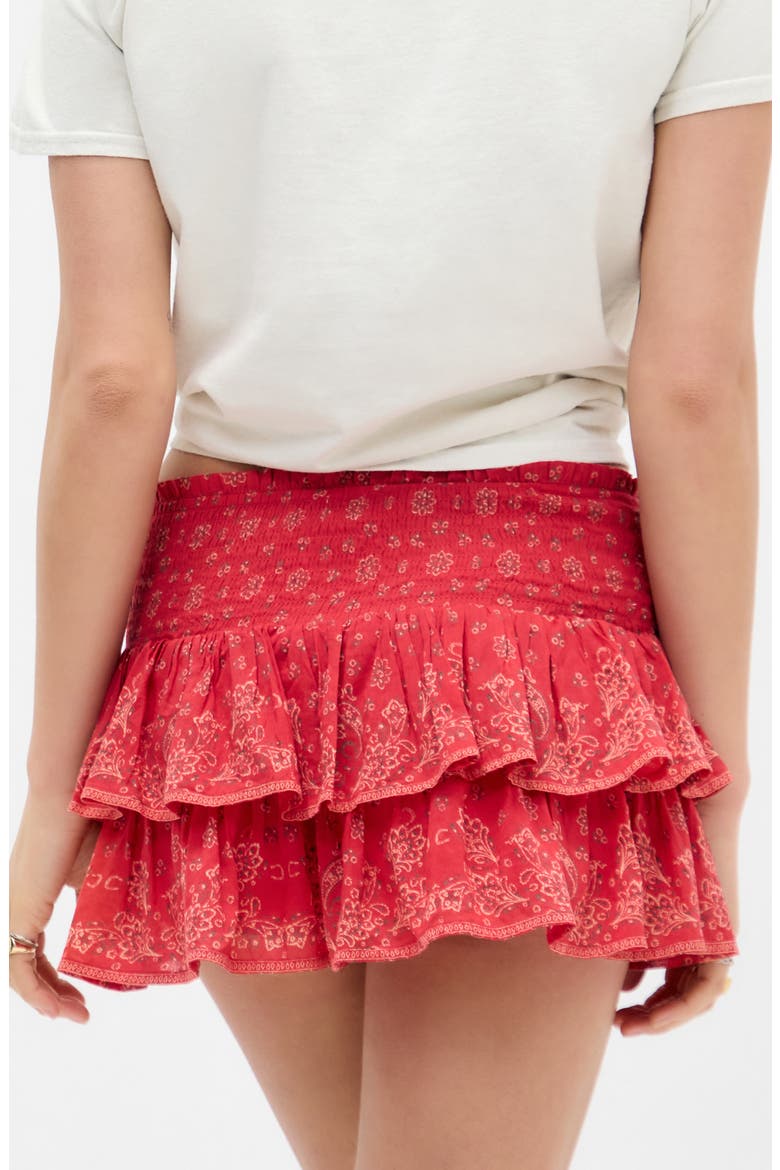 Monica Bandana Print Tiered Cotton Skort, Alternate, color, RED BANDANA
